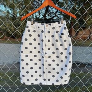 Vintage 90s Mango Bay Polka Dot Denim Mini Skirt 23" Waist